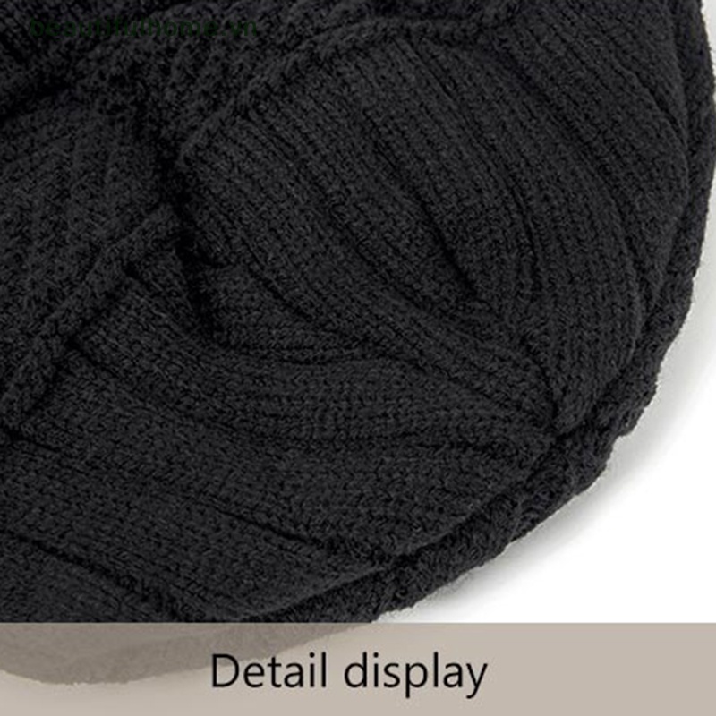 [beautifulhome] Mũ Beanie Cotton Dày Dặn Giữ Ấm Mùa Đông Thời Trang Unisex [beauty]