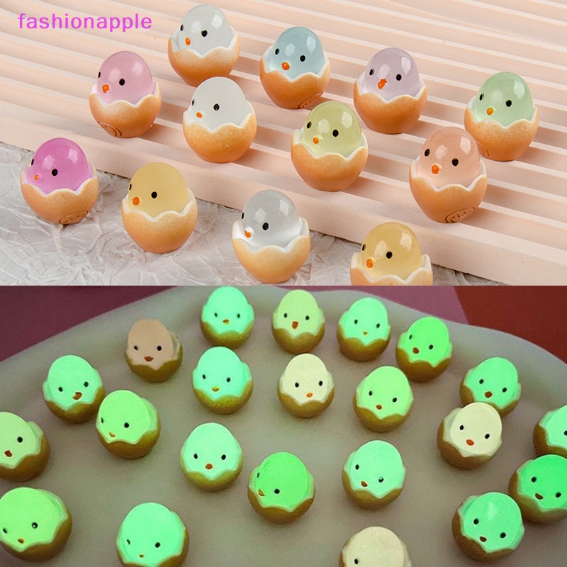 Favn Bless Set 5 Phụ Kiện Mặt Dây Chuyền Dạ Quang Bằng Nhựa resin Hình Gà Con diy Để Trang Trí Điện Thoại Di Động