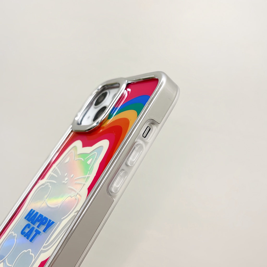 Ốp Điện Thoại IMD Hai Mặt Chống Sốc Viền Mạ Màu Cầu Vồng Cho IPhone 14 13 12 11 Pro Max