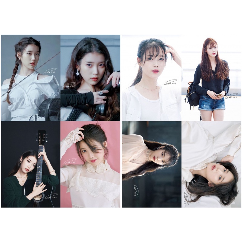 Bộ 8 Tấm poster In Nổi Hình IU Li Zhien star Dùng Trang Trí