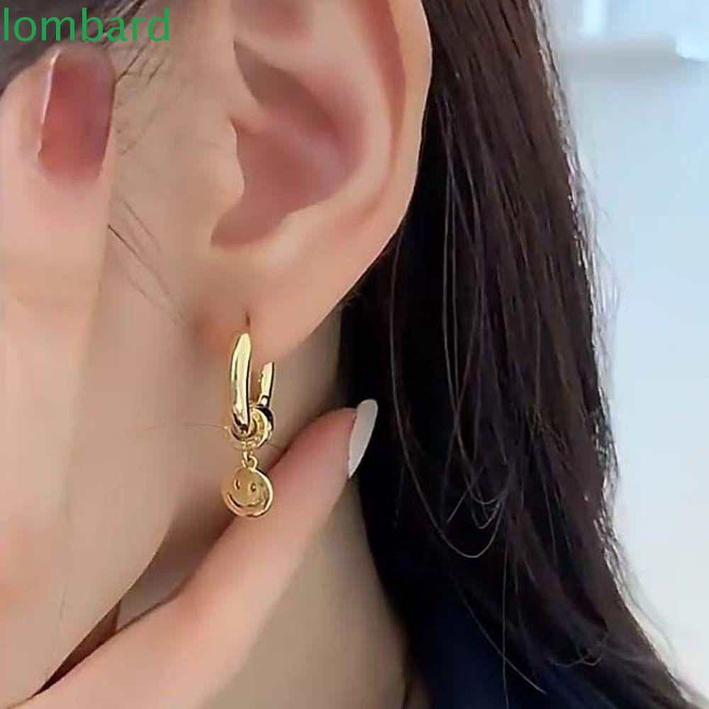 Bông Tai Hình Tròn Họa Tiết Mặt Cười Đơn Giản Thời Trang Phong Cách Hàn Quốc Cho Nữ