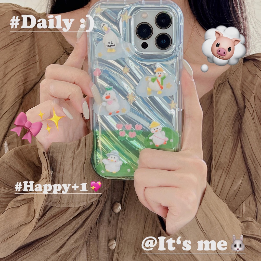 Ốp Điện Thoại TPU Mềm Trong Suốt Chống Sốc In Họa Tiết Hoa / Vịt Dễ Thương Dành Cho iPhone 14 13 12 11 Pro Max