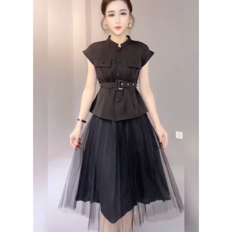 Set Áo Váy Lưới Không Tay Thời Trang Mùa Hè Cho Nữ