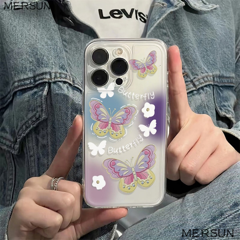 ✅Ốp Điện Thoại Mềm Chống Sốc Họa Tiết Bướm Đơn Giản Cho iPhone1213 14pro78max 116Inch QD8X