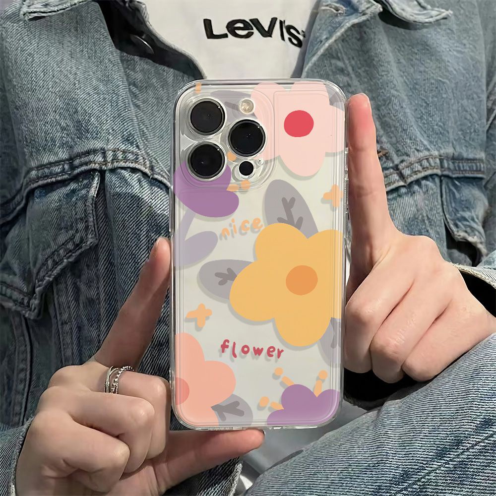 ✅Ốp Điện Thoại Mềm Chống Sốc Họa Tiết Hoa Vàng Đơn Giản Cho Iphone 12Plus 13 78 6In 14pro11 HP14