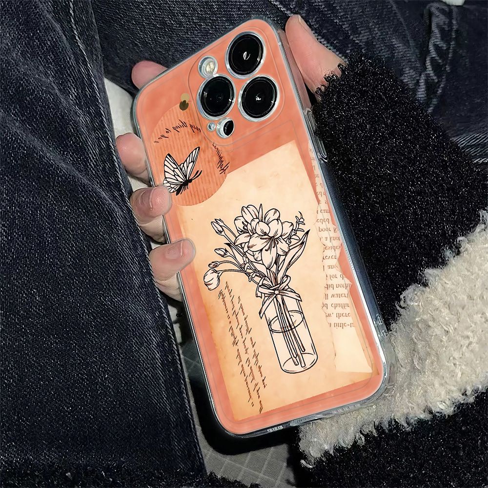 ✅Ốp Điện Thoại Mềm Chống Sốc Họa Tiết Bướm Phong Cách Retro Cho Iphone 11 12Plus 14pro 1378 max 6In