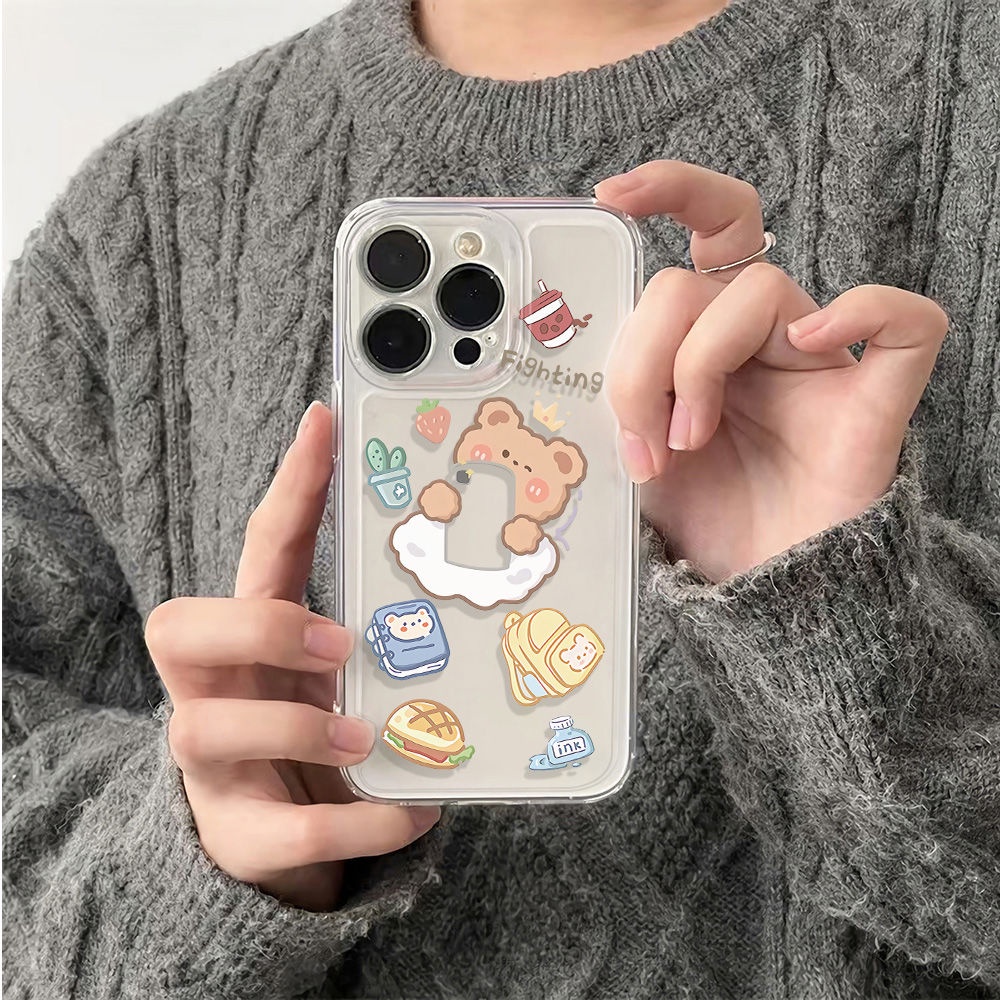 ✅Ốp Điện Thoại Dẻo Họa Tiết Chú Gấu Dễ Thương Chống Sốc Cho Iphone12 6ins plus14pro1311 Apple 78