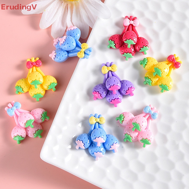 [ErudingV] Set 10 Quả Dâu Tây Màu Sắc Dễ Thương Bằng Nhựa Resin Làm Scrapbook DIY [Mới]