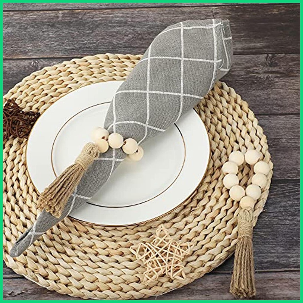Vòng Giữ Khăn Ăn Phong Cách Boho Mộc Mạc Có Dây Tua Rua Thủ Công Khóa Gài Cho Nông Trại Giáng Sinh Jwvn