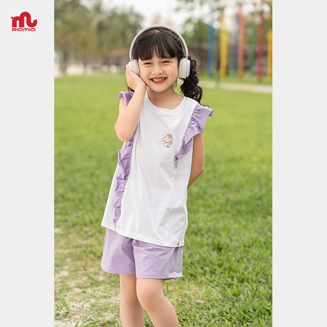 Set đồ bộ cotton bé gái Riomio thiết kế bèo lệch màu trendy năng động mềm mại thoáng mát 2,3,4,5,6,7 tuổi RBG622