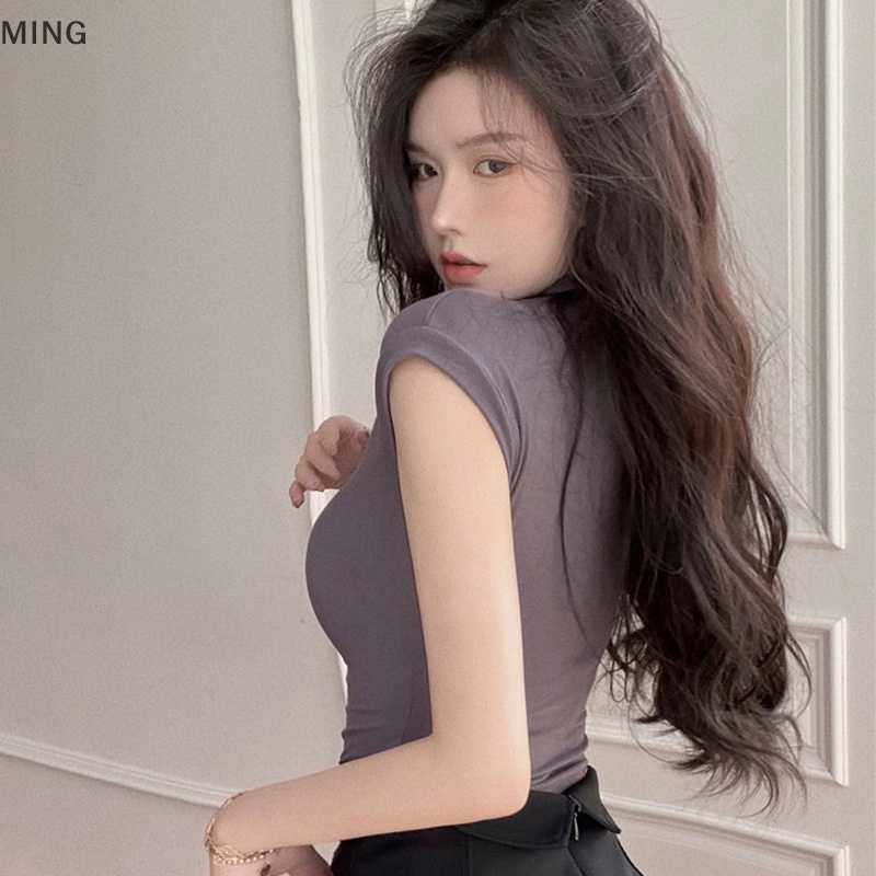 Áo Nịt Ngực Cổ Lọ Không Tay Thời Trang Mùa Hè Cho Nữ