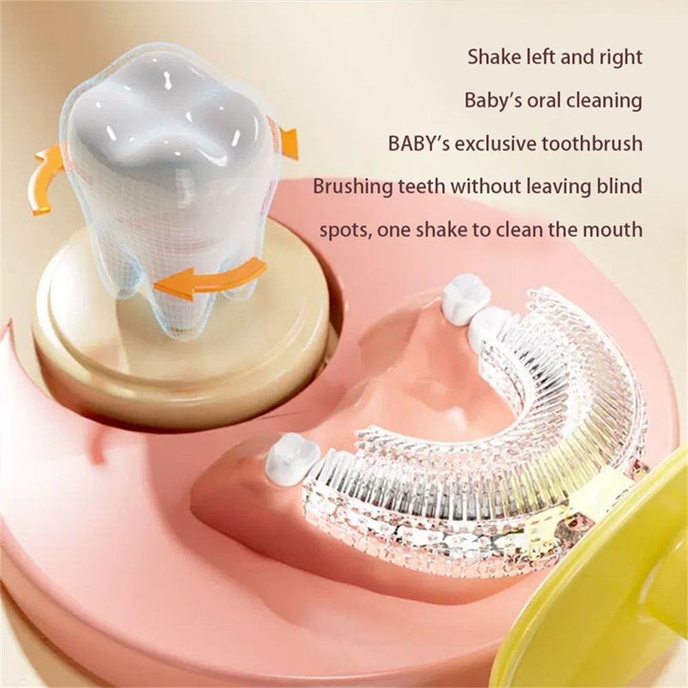 Bàn Chải Đánh Răng Xoay 360 Độ Hình Chữ U Cho° Bàn Chải Đánh Răng Bằng Silicone Chống Bụi Cho Bé