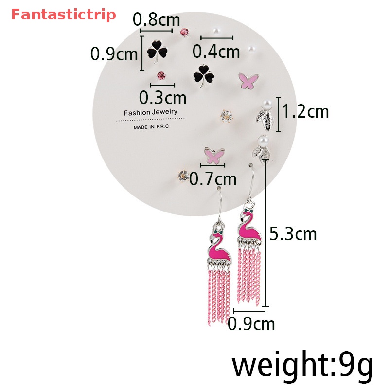 [Fantastictrip] Set Khuyên Tai Thời Trang Hàn Quốc Nhiều Cặp Bông Tai Hình Học Bướm Dễ Thương Phụ Kiện Trang Sức Cho Nữ Mới