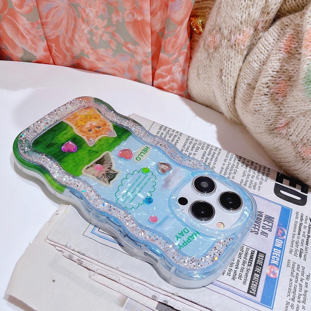 Ốp Điện Thoại TPU Dẻo Họa Tiết Hoạt Hình Có Nước Kim Tuyến Lấp Lánh Cho iPhone 12 13 14 Pro Max