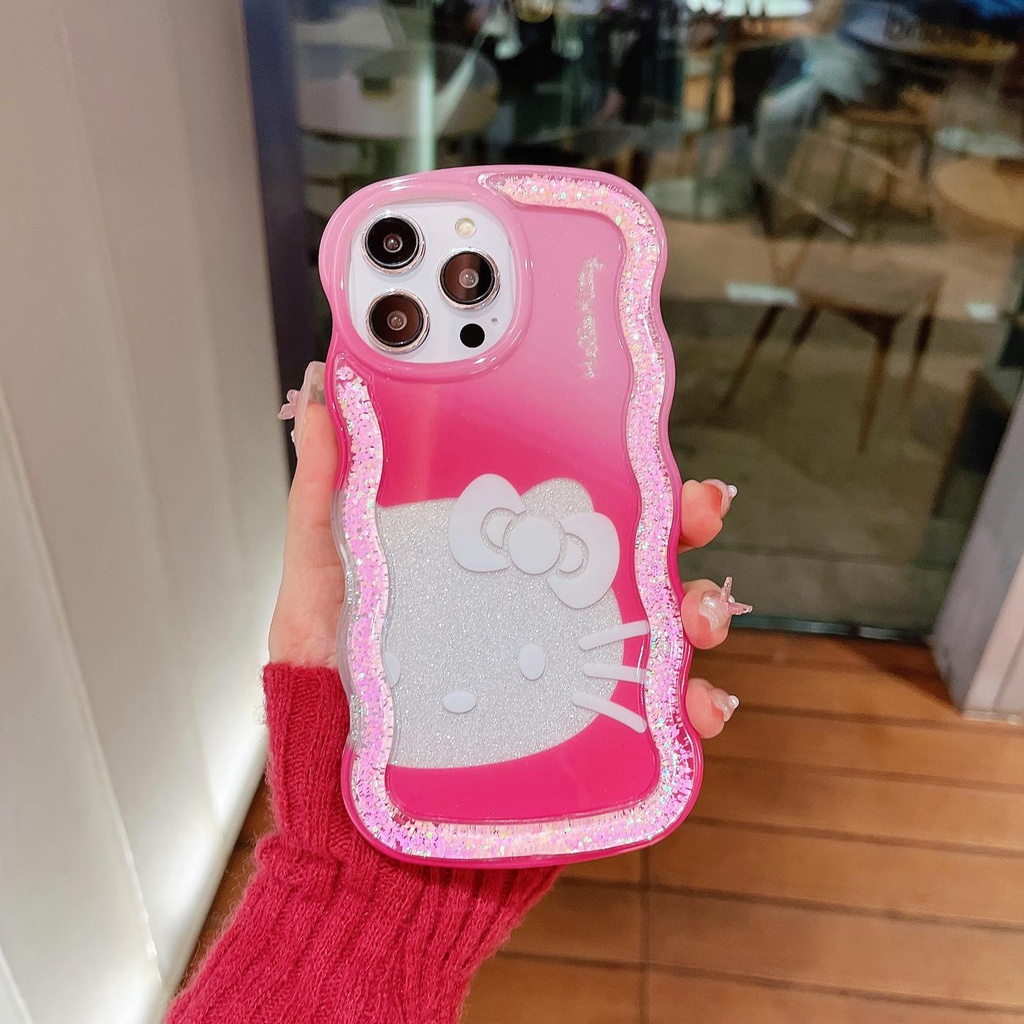 Ốp Điện Thoại TPU Dẻo Họa Tiết Hoạt Hình Mèo Kèm Nước Kim Tuyến Lấp Lánh Cho iPhone 12 13 14 Pro Max