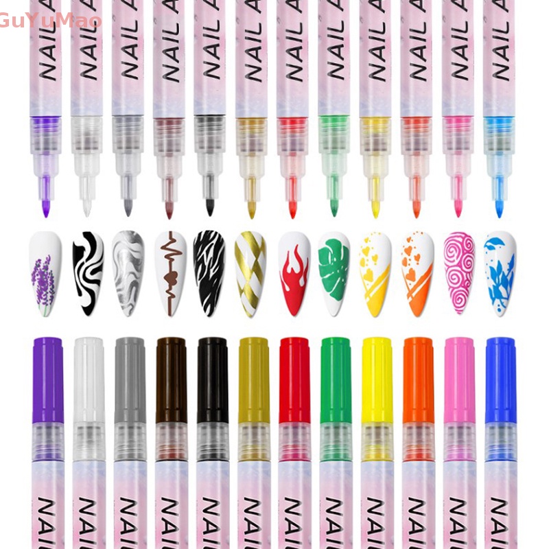 1 Cây Bút Vẽ Móng Nghệ Thuật Chống Nước UV Gel 12 Màu