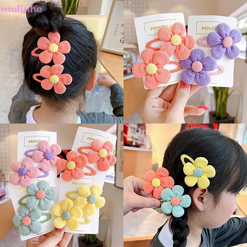 Mulinhe Bộ 2 Mảnh Trẻ Em &amp;#Set 39 Kẹp Tóc Đính Hoa Vải Dễ Thương Cho Bé Gái