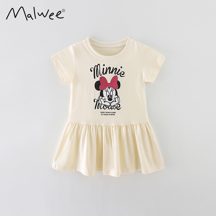 Đầm Cotton Ngắn Tay Họa Tiết Hoạt Hình Xinh Xắn Theo Phong Cách Mùa Hè Dành Cho