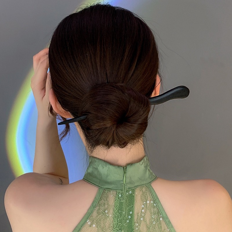 Trâm Cài Tóc Bằng Gỗ Mun Thiết Kế Đơn Giản Phong Cách Trung Hoa Cổ Điển Cho Nữ