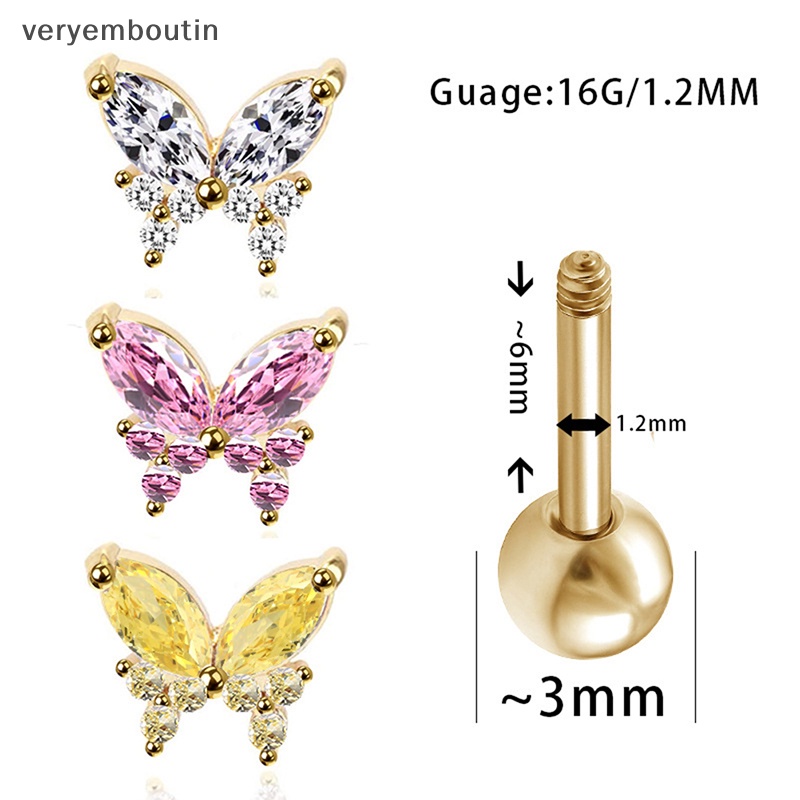 1 Khuyên Tai Hình Bướm Dạng Xoắn Ốc Đính Đá Zircon
