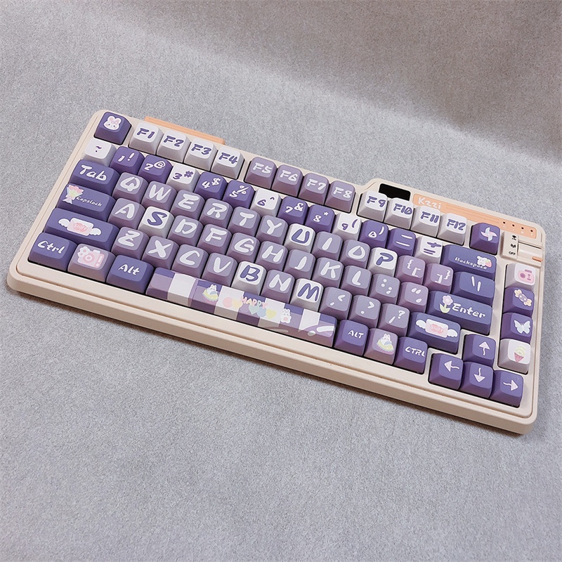 122 Phím Purple Flower Rabbit Keycaps XDA Profile Hoạt Hình PBT Dye Sub Cơ Keycap