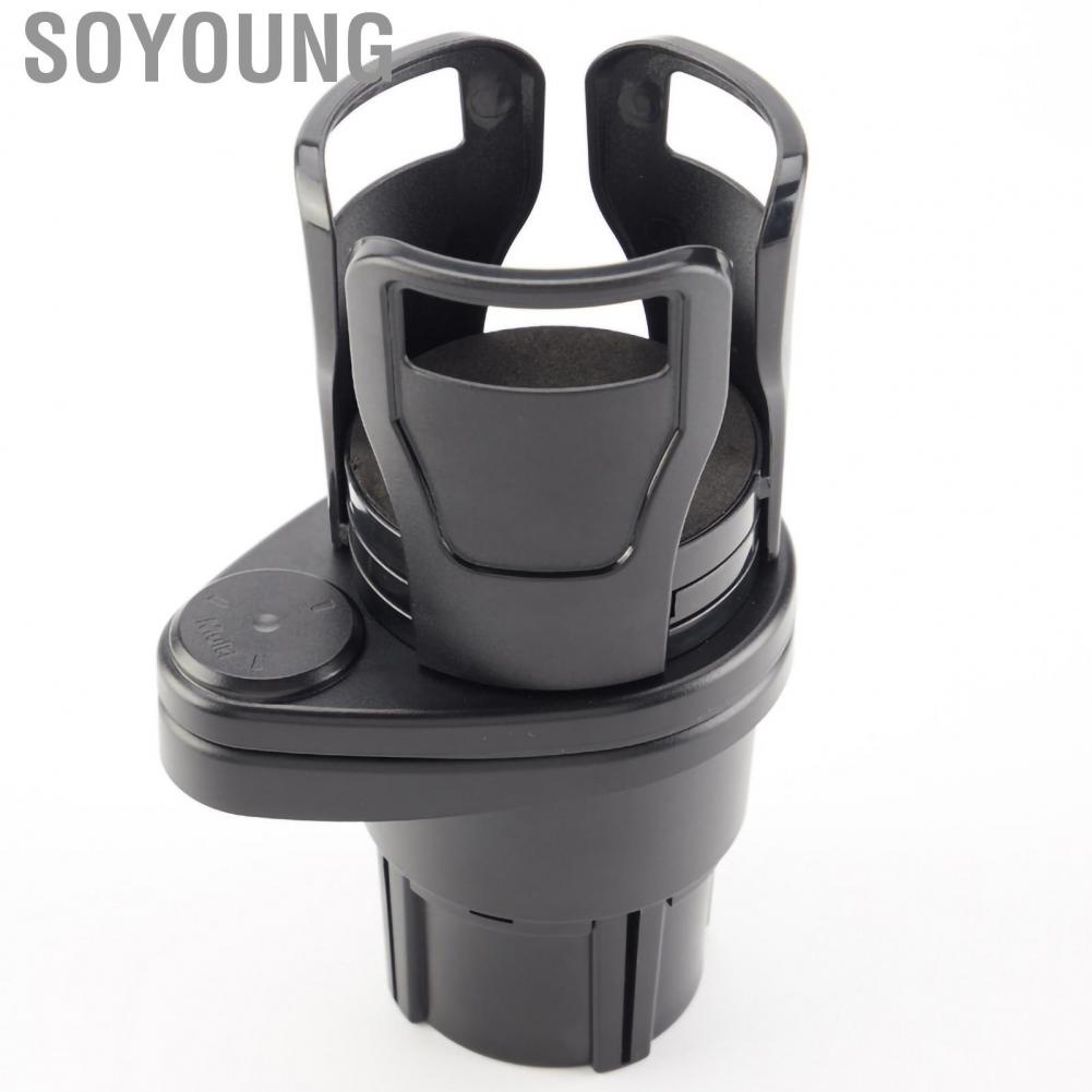 Soyoung Car Cup Holder Retractable 360 Degree Rotatable ABS Plastic Multifunctional Organizer Carbon Black