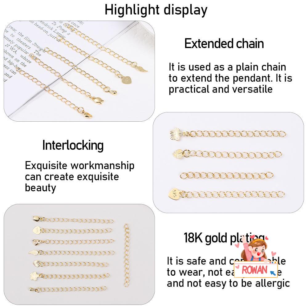 Set 5 Đuôi Dây Xích Nối Dài Trang Sức DIY Mạ Vàng 18k|Đầu Nối Vòng Đeo Tay Bằng Thép Không Gỉ