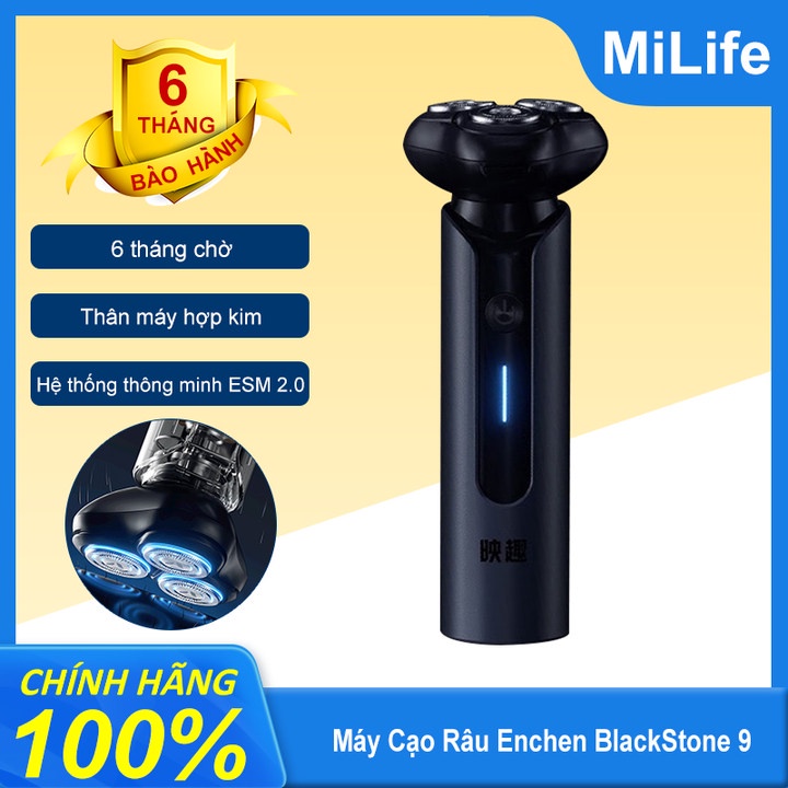 Máy cạo râu Enchen BlackStone 9 Electric Shaver 3D thân máy chất liệu hợp kim đèn LCD - Bảo hành 6 tháng