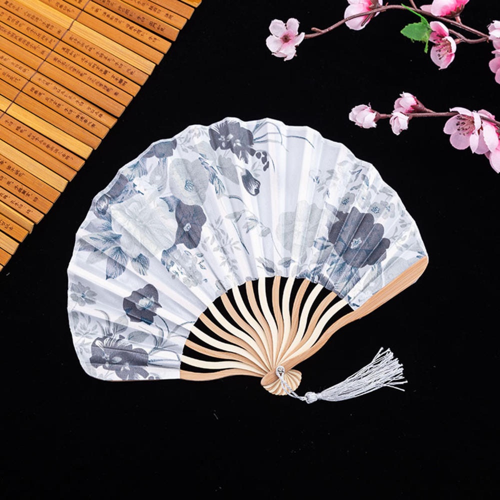Quạt Xếp Cầm Tay Bằng Tre Và Lụa Phong Cách Trung Hoa