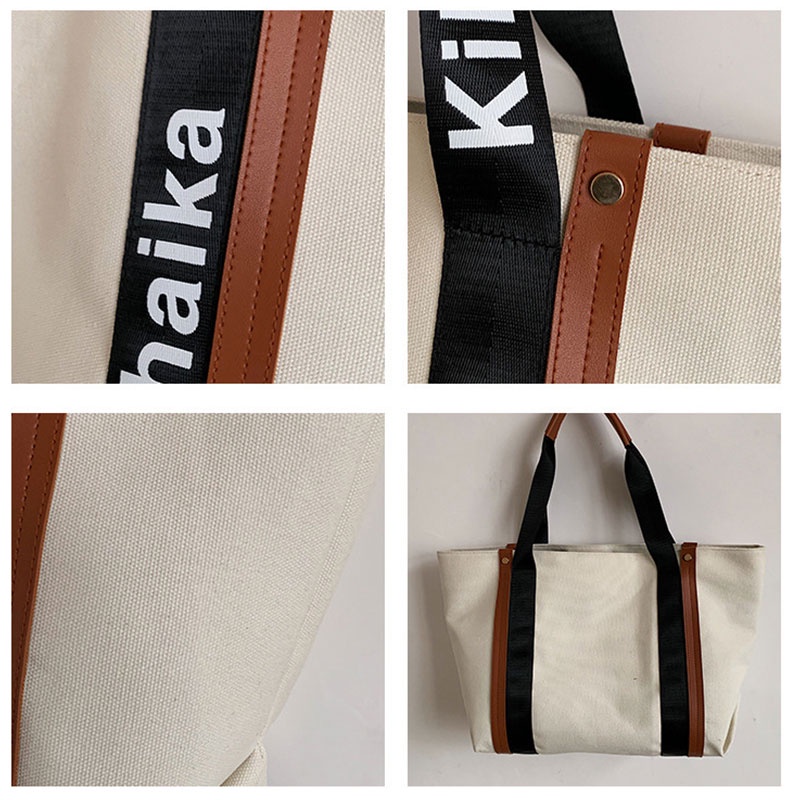 MISCHA Túi Tote Đeo Vai Bằng Vải canvas Sức Chứa Lớn Đơn Giản Nghệ Thuật Cho Nữ