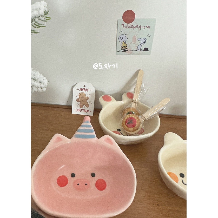 Bát Đựng Nước Chấm Vẽ Tay Hình Chú Heo Dễ Thương