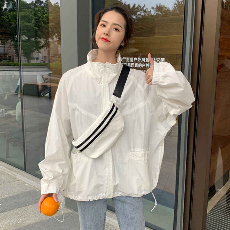 Áo Khoác Bóng Chày Mỏng Dài Tay Dáng Rộng Thời Trang Mùa Hè Hàn Quốc Mới Dành Cho Bạn Nữ