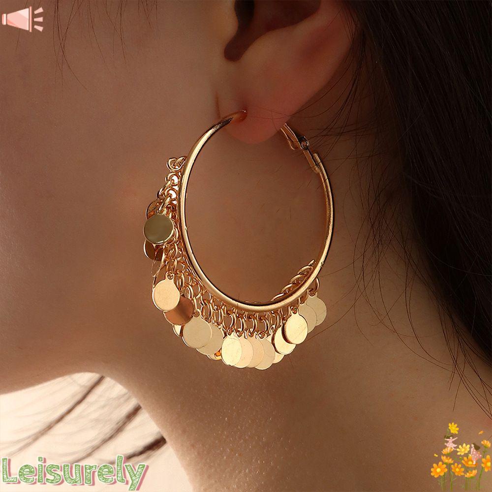 Bông Tai Dạng Vòng Phối Tua Rua Thời Trang Dự Tiệc