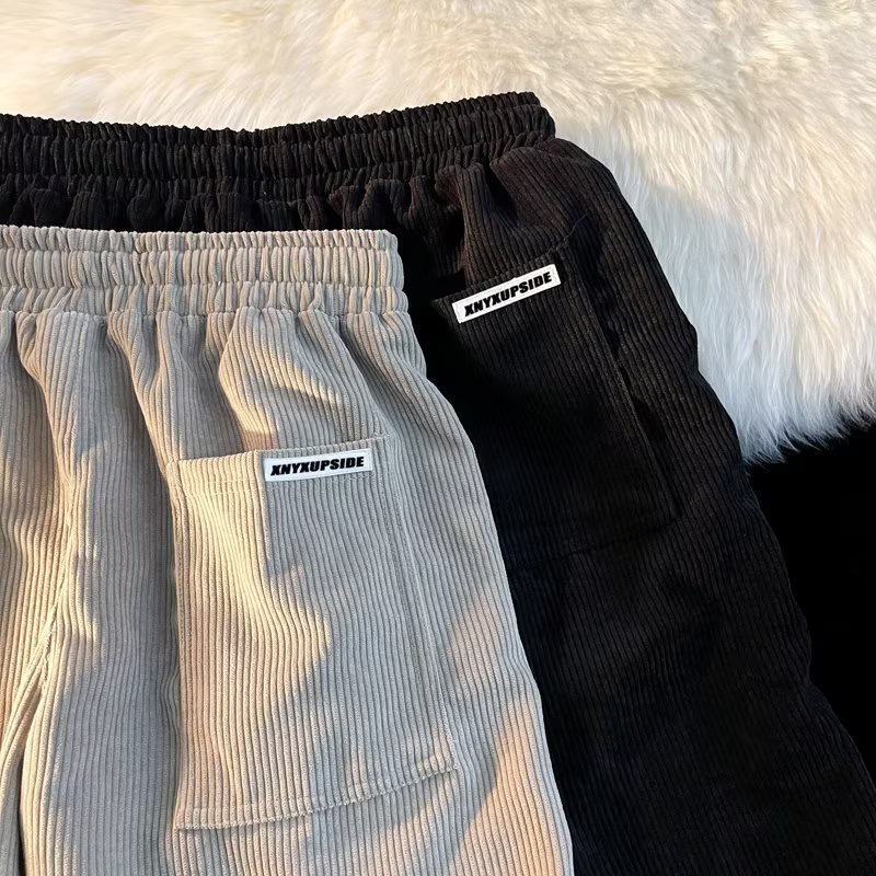 Quần Short Thể Thao Dáng Rộng Chất Nhung Phối Màu Sắc Tương Phản Phong Cách Đường Phố Mỹ Cá Tính Cho Nam