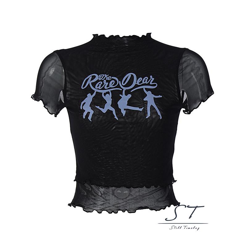 Áo Thun Crop Top Tay Ngắn In Chữ Lettuce Trim Thời Trang Mùa Hè Cho Nữ CY03