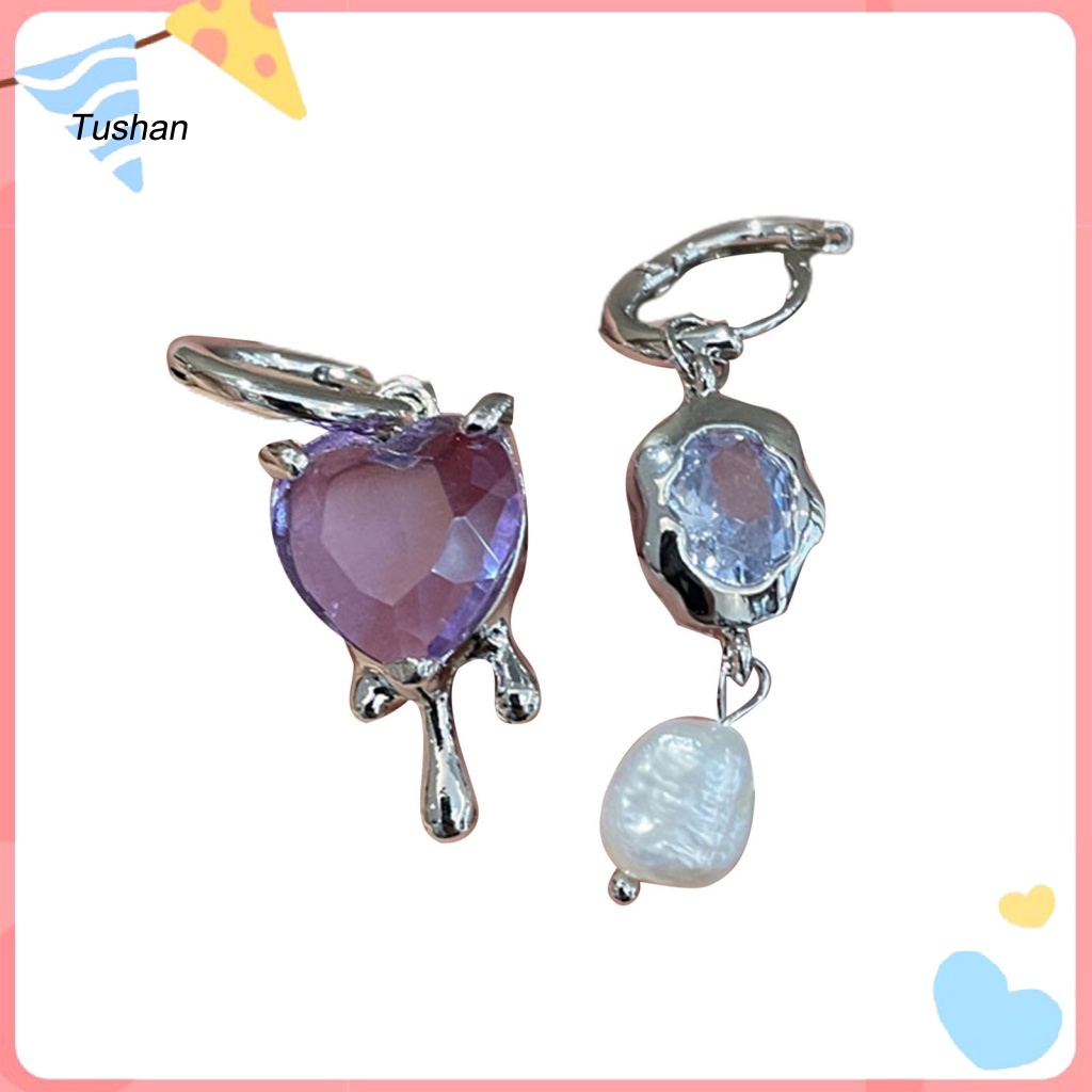 1 Cặp Bông Tai Hình Hoa Tím Kiểu Hình Học Đơn Giản Thời Trang