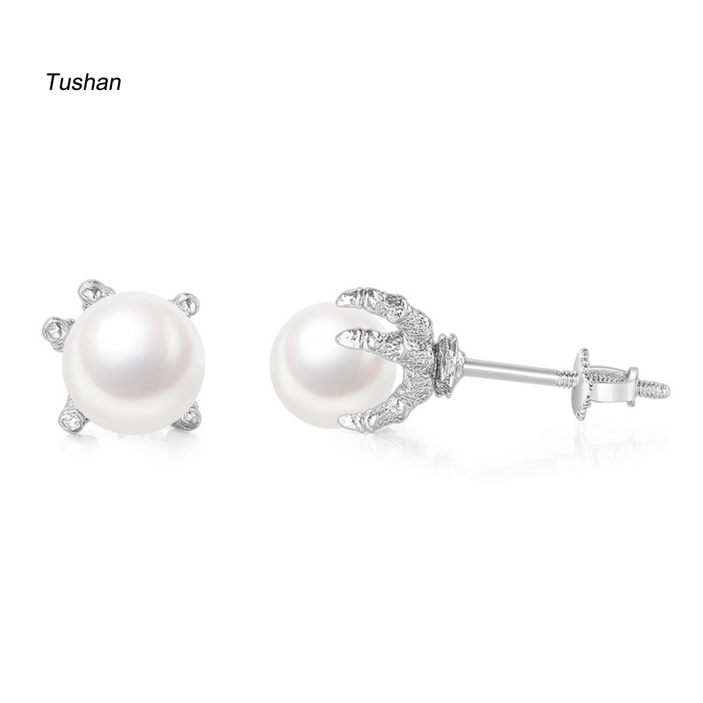 1 Đôi Bông Tai Hình Móng Vuốt Đính Ngọc Trai Nhân Tạo Phong Cách Hip Hop Dành Cho Nam Nữ