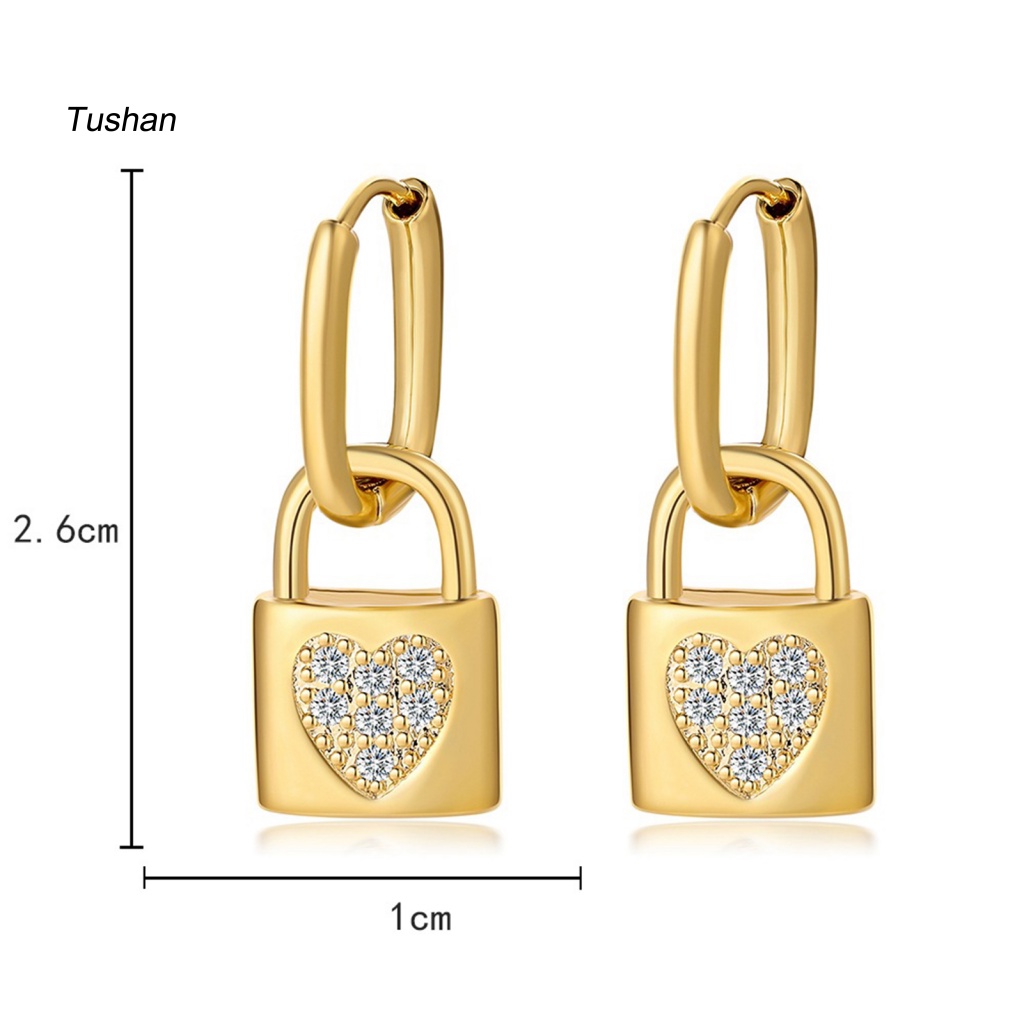 1 Đôi Bông Tai Hình Trái Tim Đính Đá Lấp Lánh