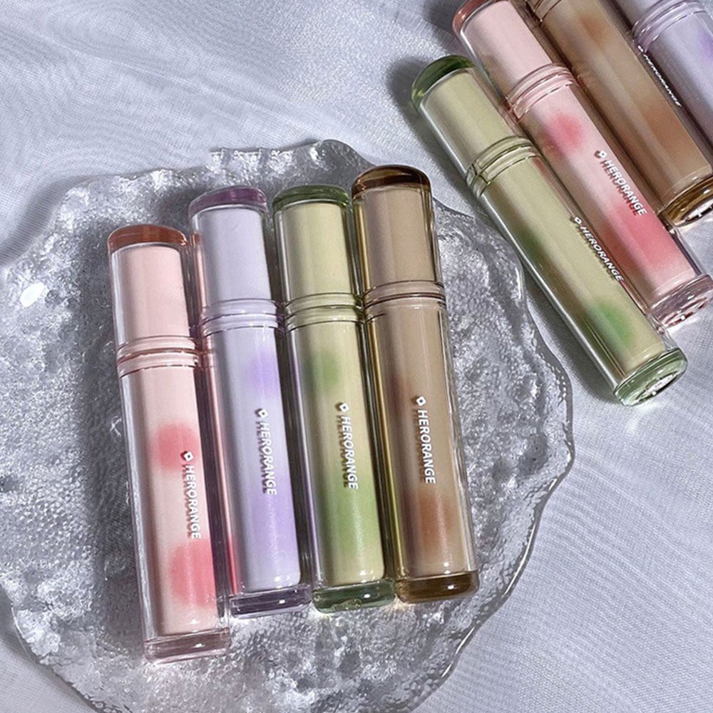 HERORANGE Trà Đá Trái Cây Tráng Gương Son Bóng Lâu Trôi Không Dễ Phai Trong Suốt Ống Tròn Thủy Tinh Son Bóng Dành Cho Nữ ღ COD Trang Điểm Lấp Lánh