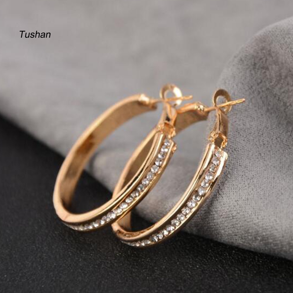 Khuyên Tai Tròn Lớn Đính Đá Thời Trang Dành Cho Nữ