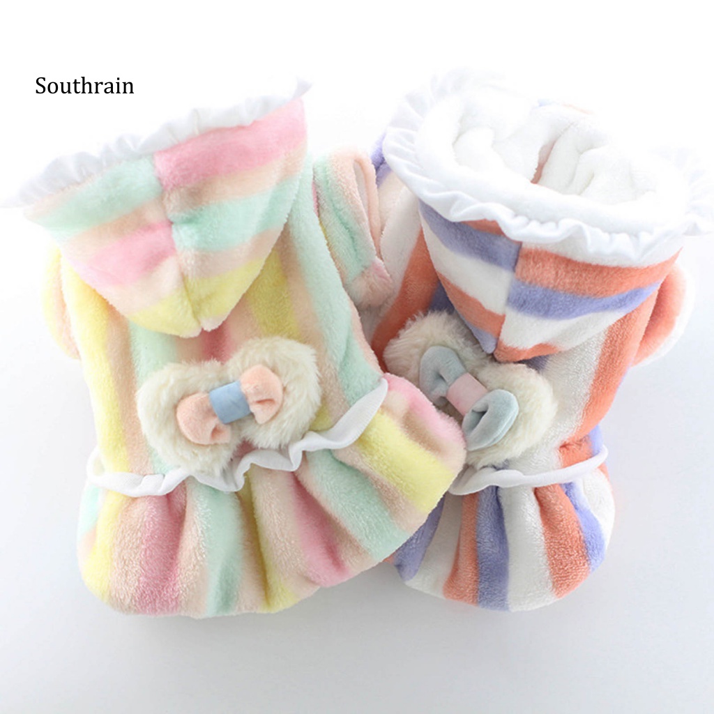 Đầm Dày Dặn Họa Tiết Kẻ Sọc Nhiều Màu Thân Thiện Với Da Thời Trang Mùa Đông Cho Cún Cưng