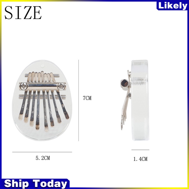 Đàn Kalimba Mini 8 Tông Hình Trái Tim / Oval Bằng Acrylic 8 Phím Nhỏ Gọn Dành Cho Người Mới Bắt Đầu