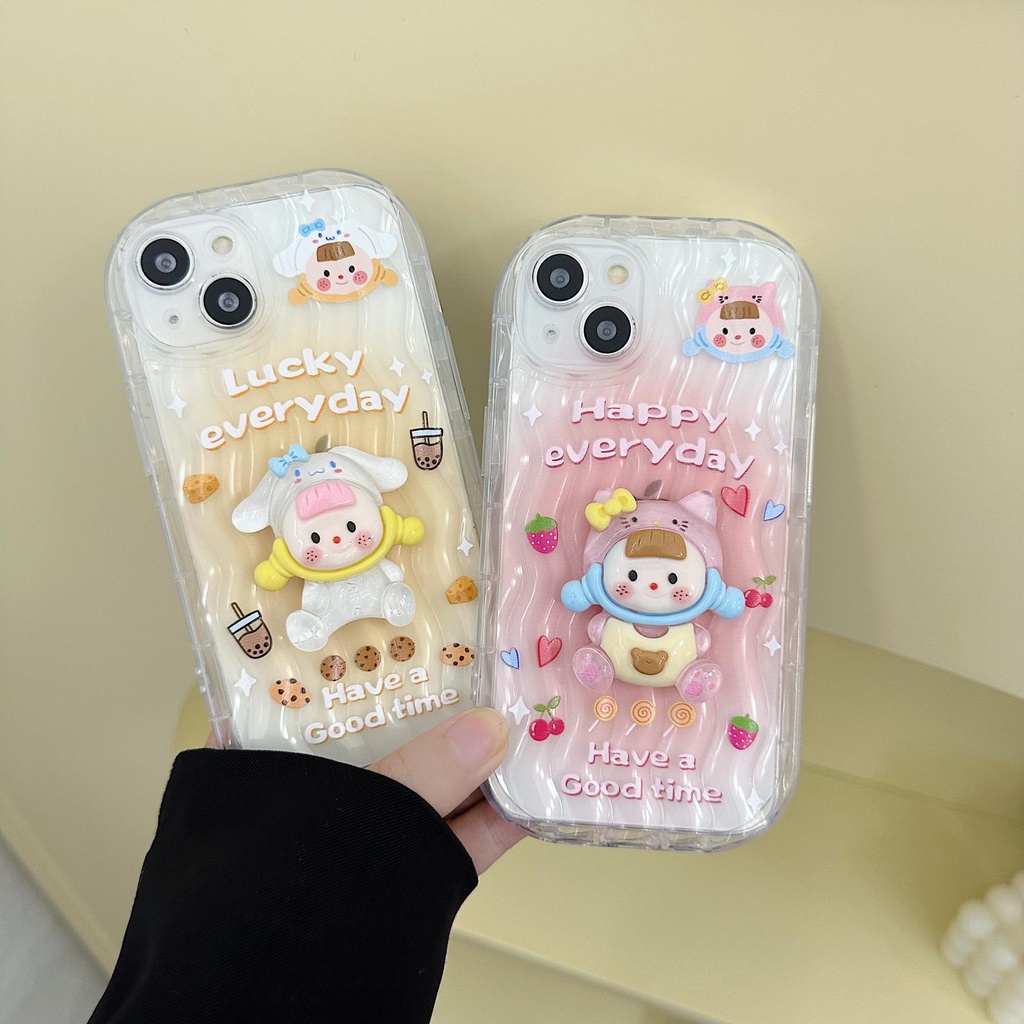 Ốp Điện Thoại Silicon TPU Mềm Trong Suốt Họa Tiết Hoạt Hình 3D Dạ Quang Chống Sốc Cho iPhone 13 12 11 Pro Max 14 Plus