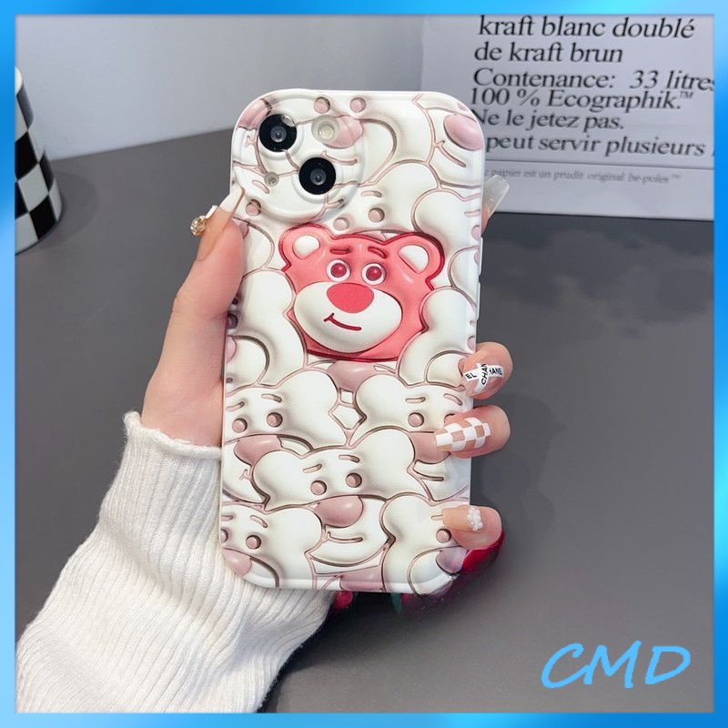 Ốp lưng iphone Điện Thoại Màn hình đầy gấu dâu tây đệm khí 3D thị giác điện thoại di động vỏ mềm silica gel Cho Iphone 6 / 6S / 6splus / se / 7 / 7plus / 8 / 8plus / X / xs / xsmax / 11 / 12 / 13 / 14 / Plus / Pro / Pro Max-5077