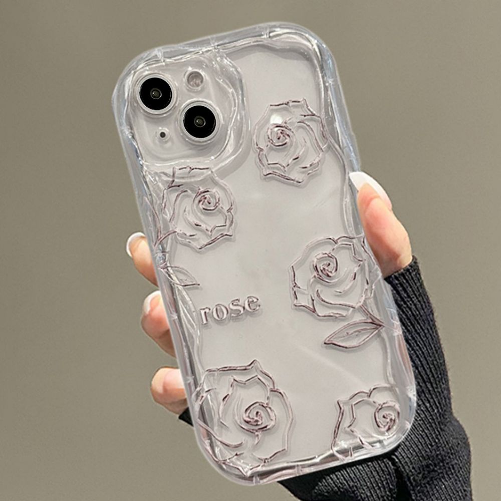 Ốp Điện Thoại TPU Mềm Chống Sốc Họa Tiết Hoa Hồng Viền Lượn Sóng Cho IPhone 11 14 13 12 Pro Max