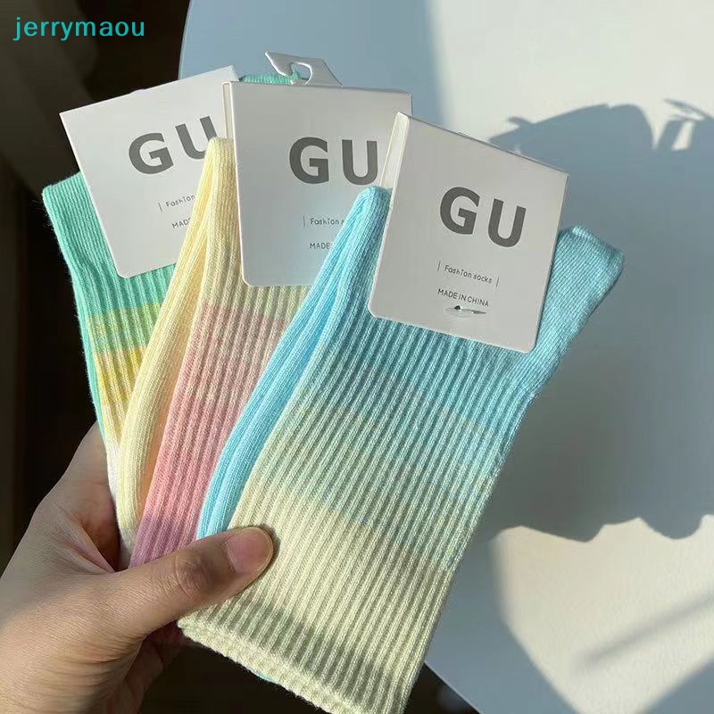 1 Đôi Tất Cotton Màu Gradient Thời Trang Xuân Thu Cho Nữ