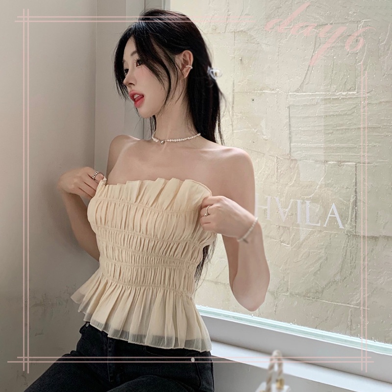 Áo Croptop Hai Dây Dáng Ôm Màu Trơn Thời Trang Hàn Quốc Gợi Cảm Cho Nữ