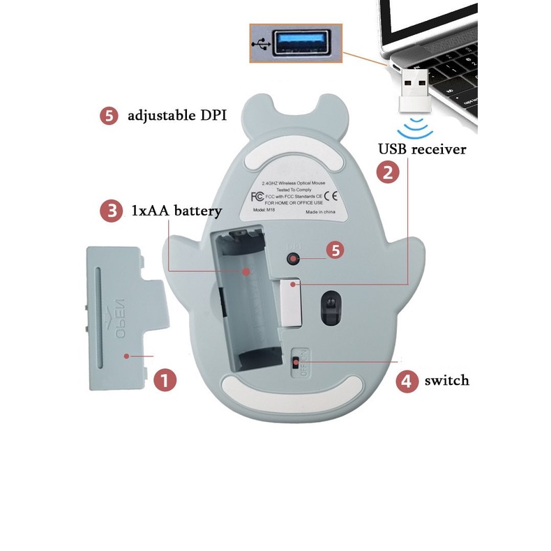 Chuột Quang Không Dây 2.4G Mini 3D Hình Cá Heo Dễ Thương
