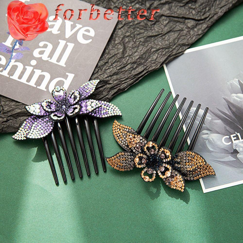 Lược Cài Tóc Đuôi Ngựa Đính Hoa Thời Trang Cho NữKẹp Tóc Đính Đá Lấp Lánh