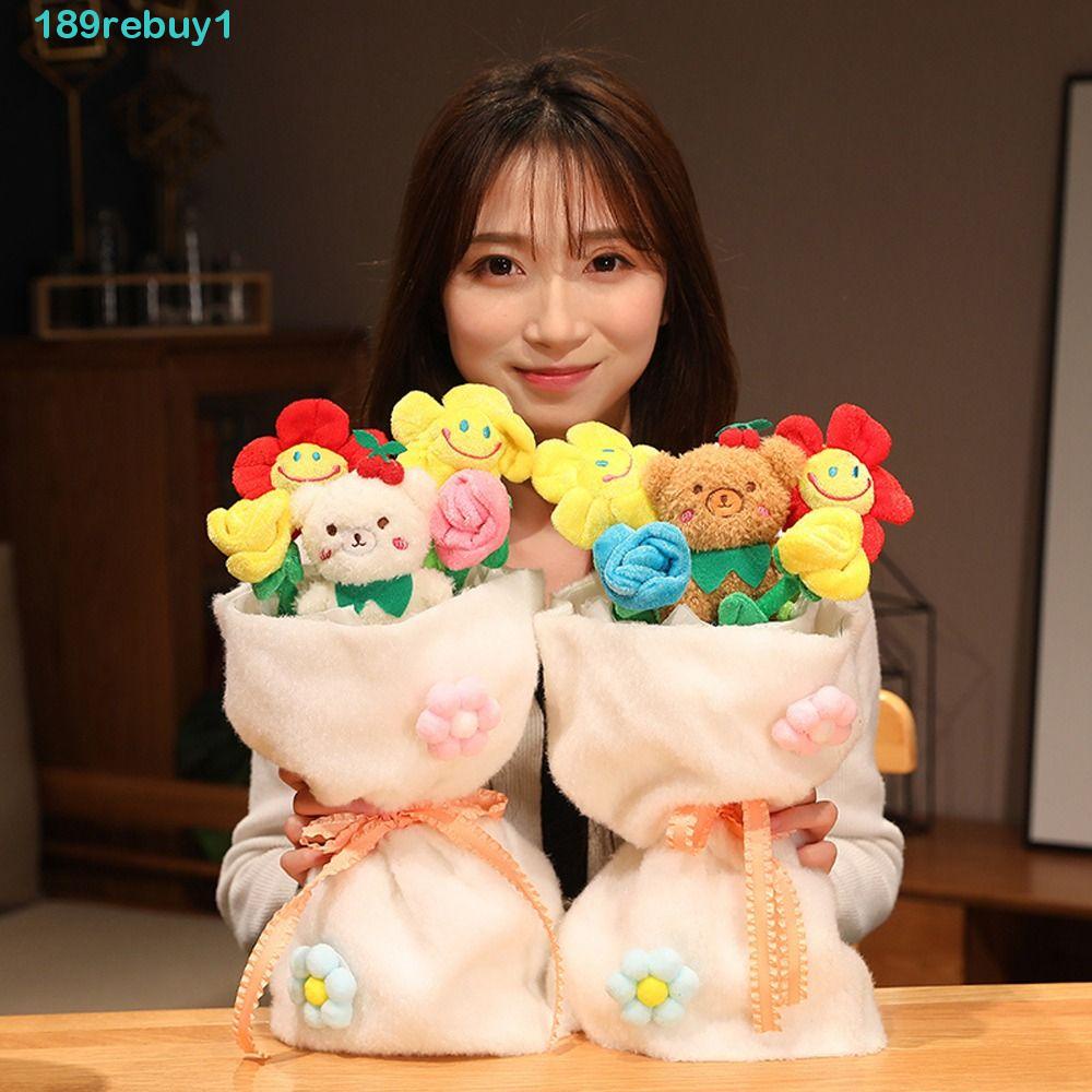 1 Bó Hoa Nhồi Bông Mềm Mại Hình Động Vật Hoạt Hình Trang Trí Nhà Cửa